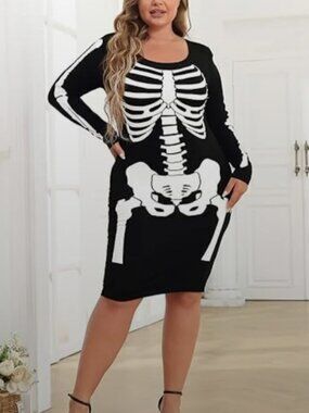 Skeleton Print Dress XL